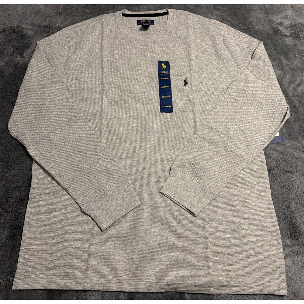 XL Mens Polo Ralph Lauren Thermal Waffle Knit Long Sleeve Gray